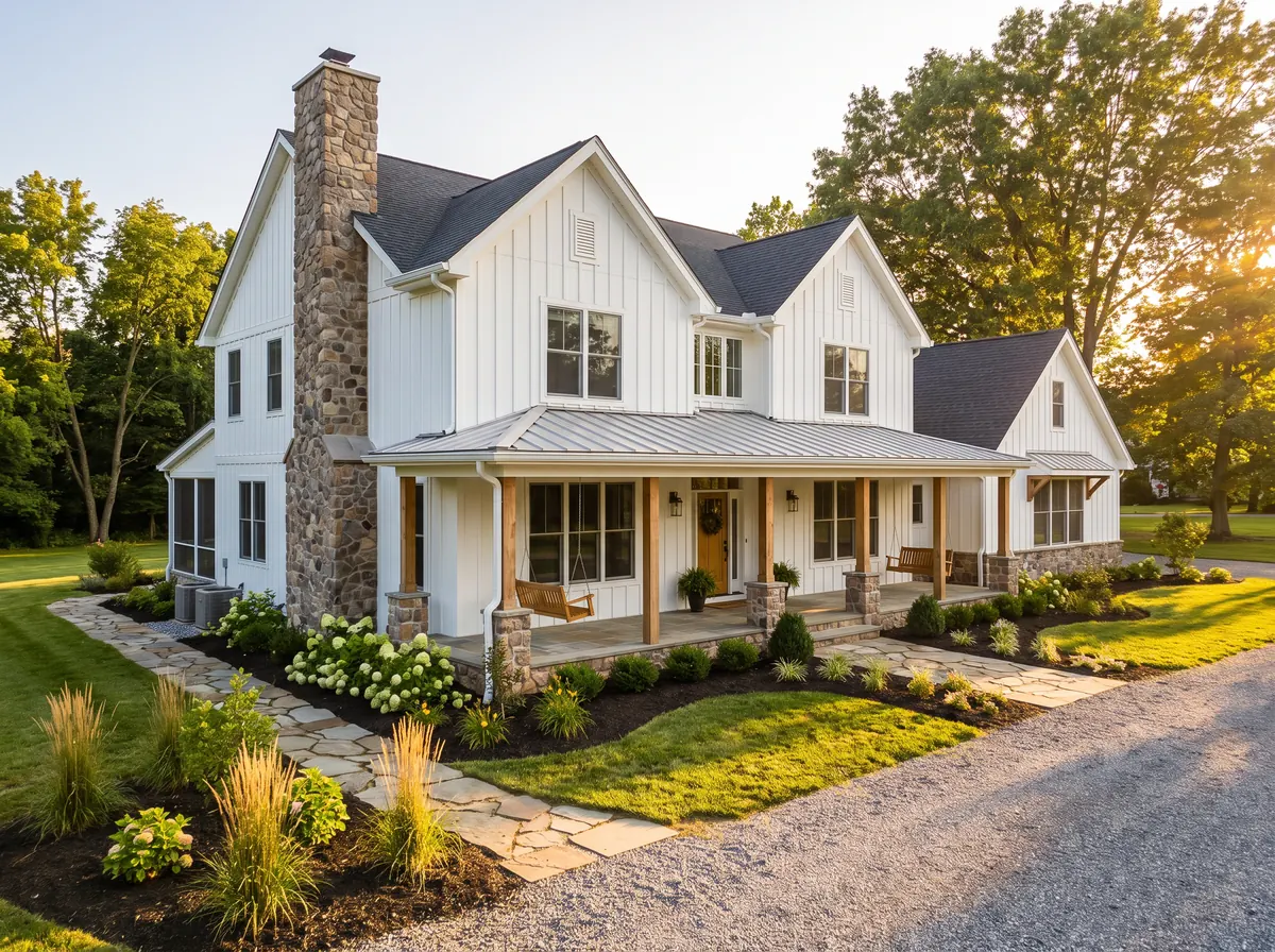Completed modern farmhouse residential exterior renovation